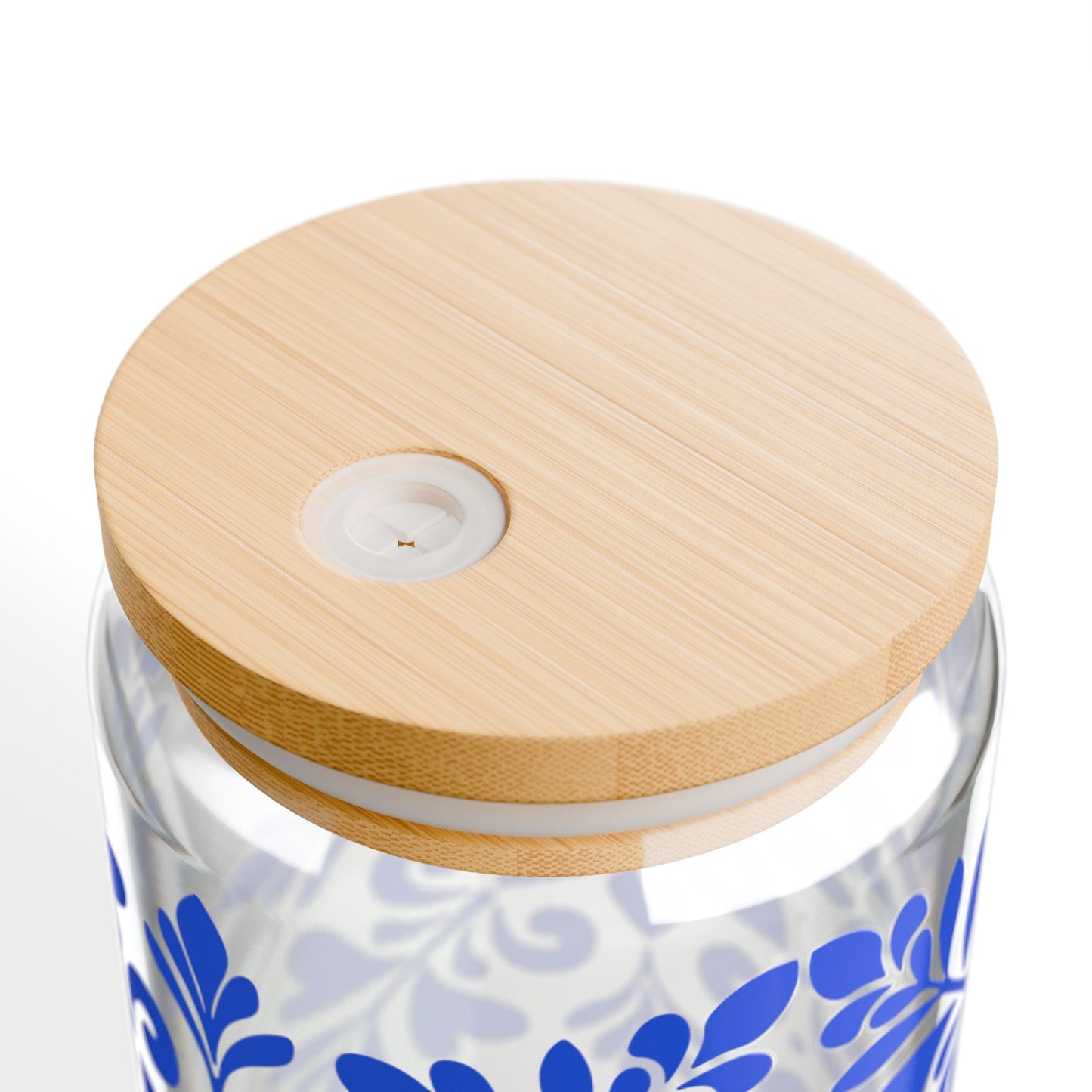 Blue Floral Mason Sipper Glass