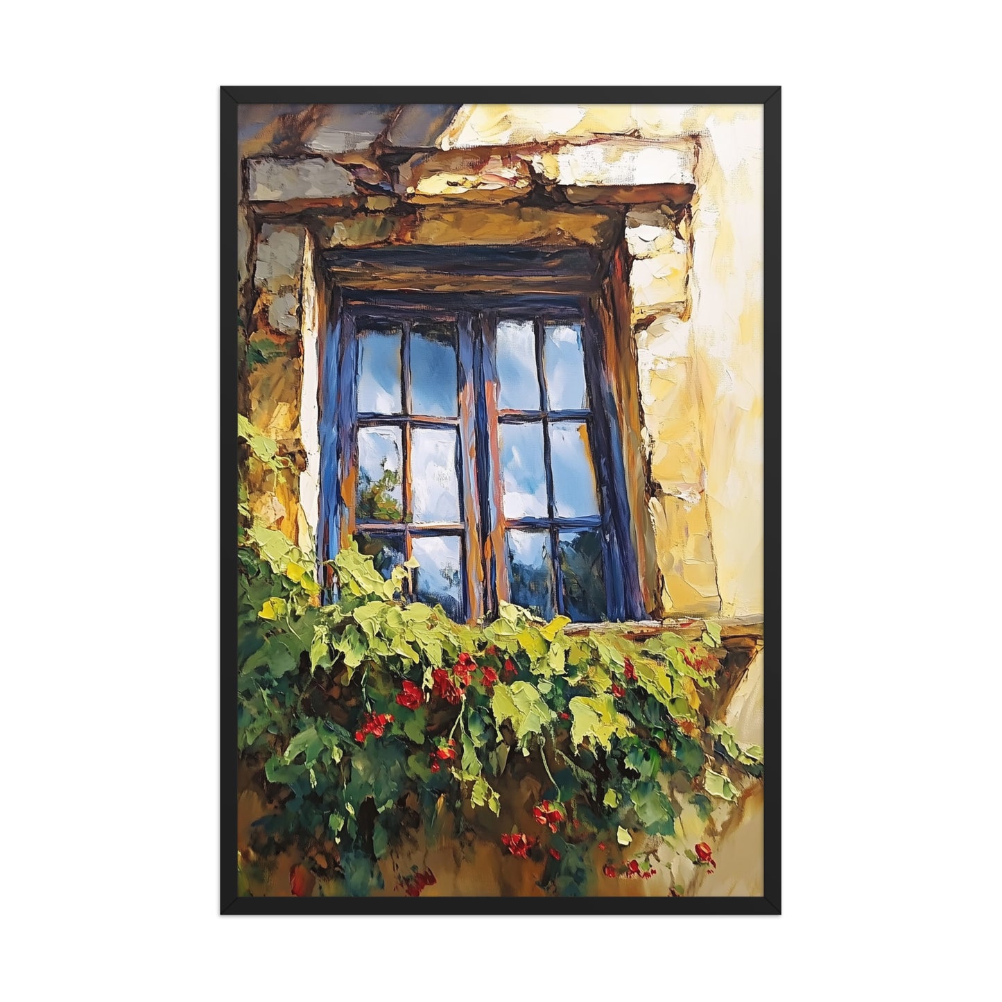 Vintage Rustic Window with Greenery Painting (Digital Download)