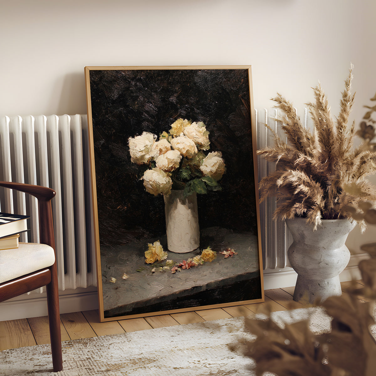 Cream Rose Still Life Wall Art Print