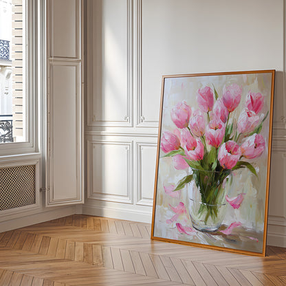 Pink Tulips in Glass Vase (Digital Download)