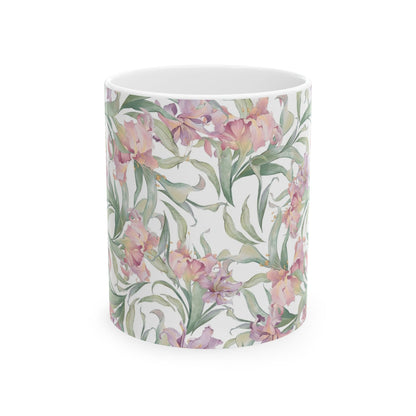 Floral Watercolor Mug — Pink Garden 11oz & 15oz Ceramic Coffee Cup