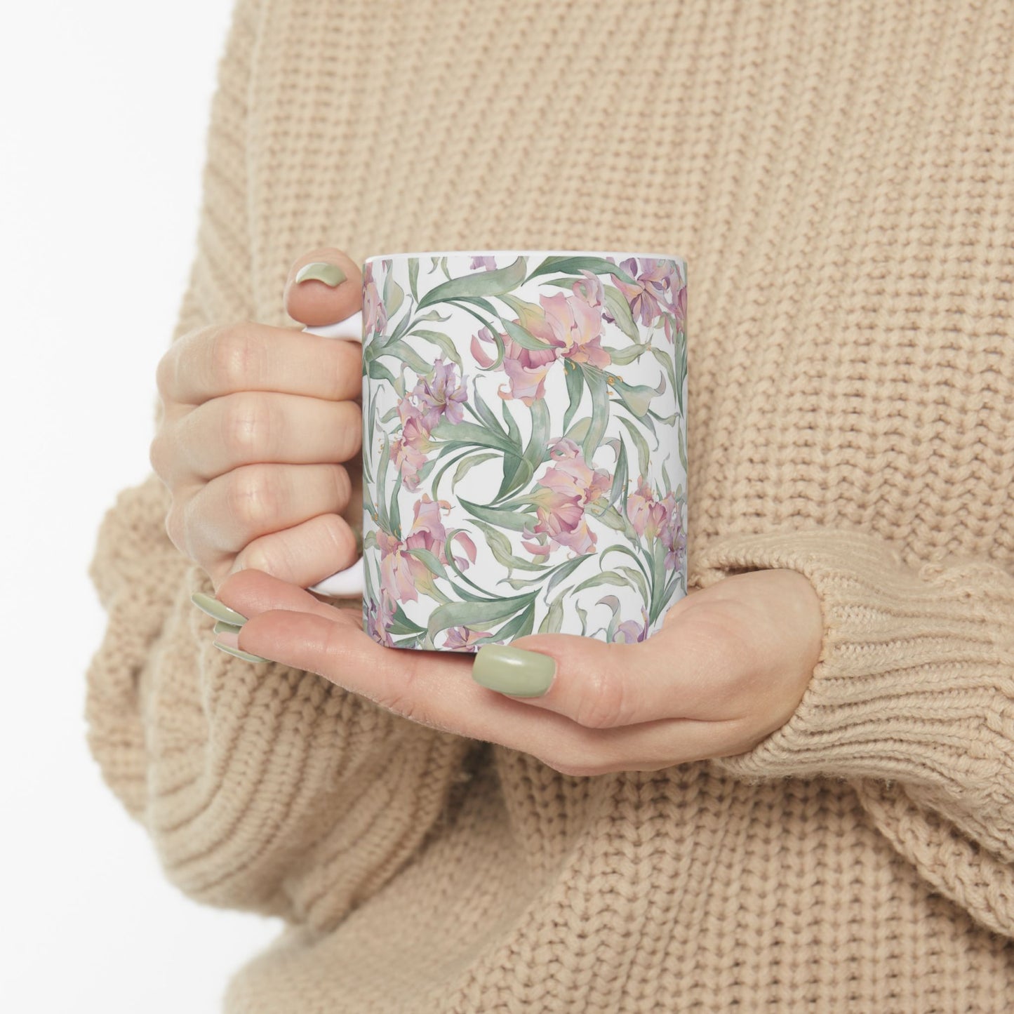 Floral Watercolor Mug — Pink Garden 11oz & 15oz Ceramic Coffee Cup