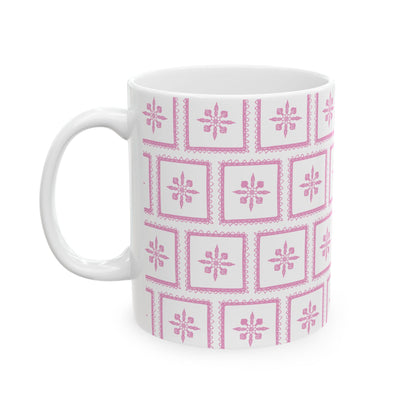 Pink Tile Pattern Ceramic Mug