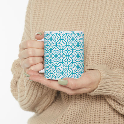Teal Geometric Tile Ceramic Mug