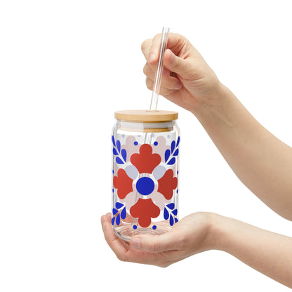Red & Blue Folk Floral Design