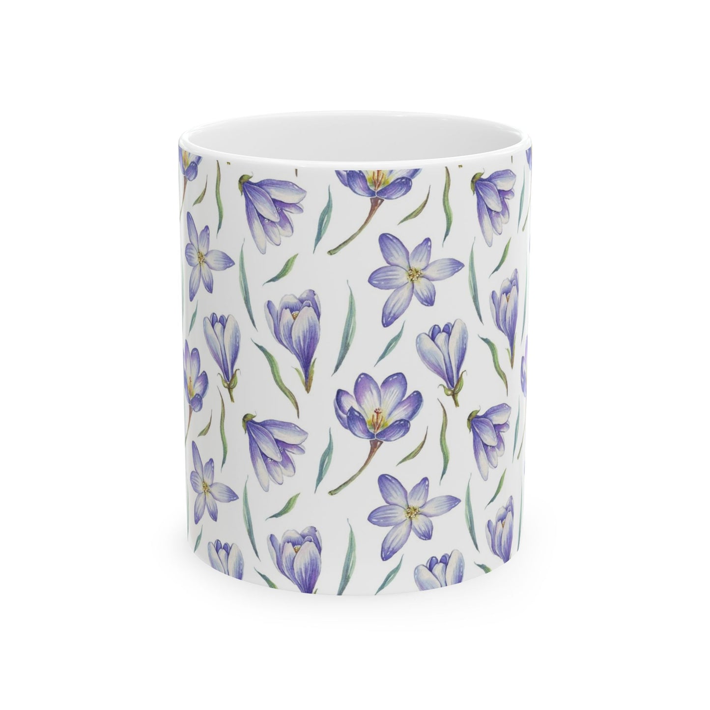 Purple Crocus Floral Mug — Ceramic Coffee Cup (11oz & 15oz)