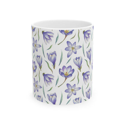 Purple Crocus Floral Mug — Ceramic Coffee Cup (11oz & 15oz)