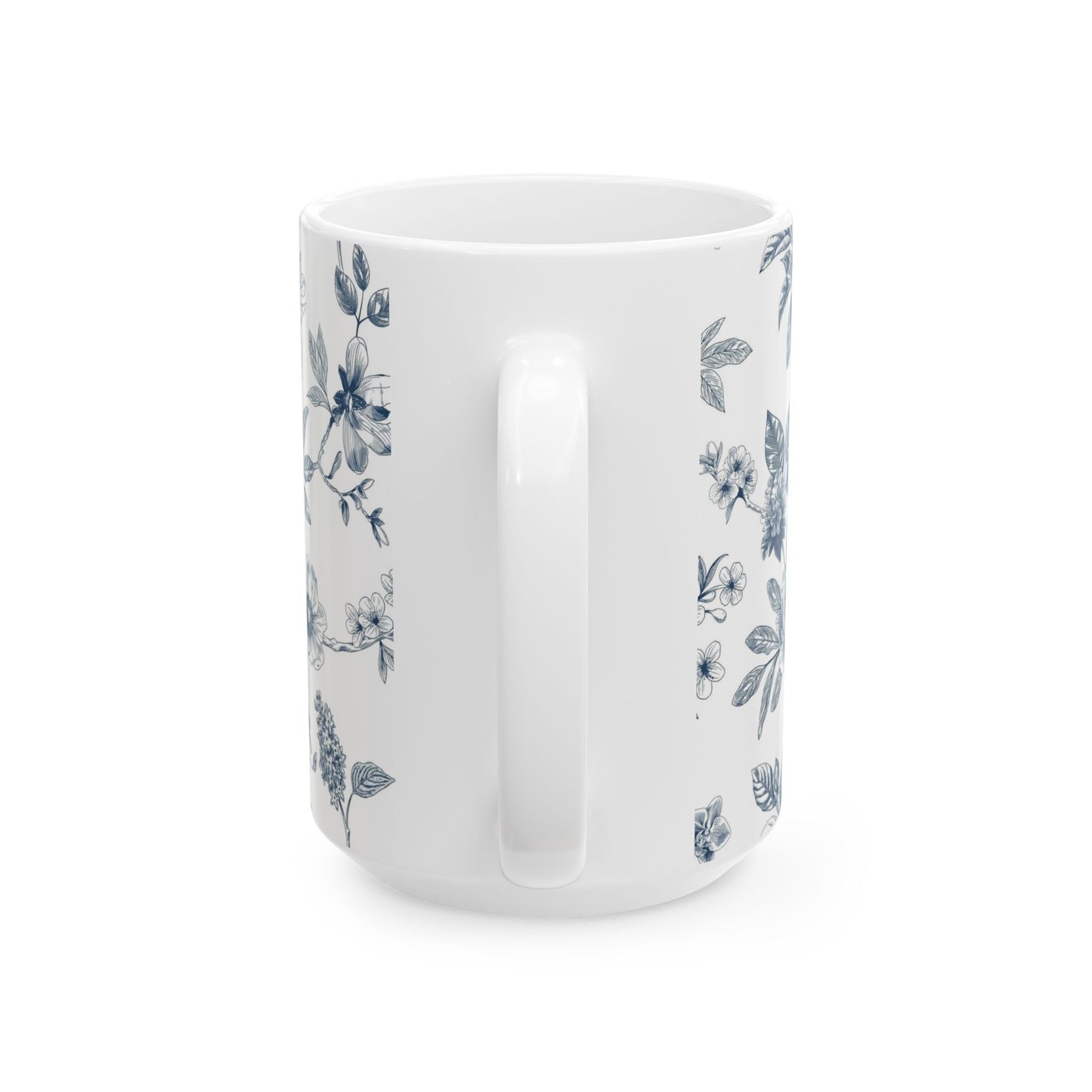 Blue Floral Ceramic Mug – Vintage Botanical 11oz & 15oz Coffee Cup
