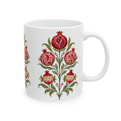 Pomegranate Botanical Ceramic Mug — Floral Vintage Kitchen Coffee Cup (11oz & 15oz)