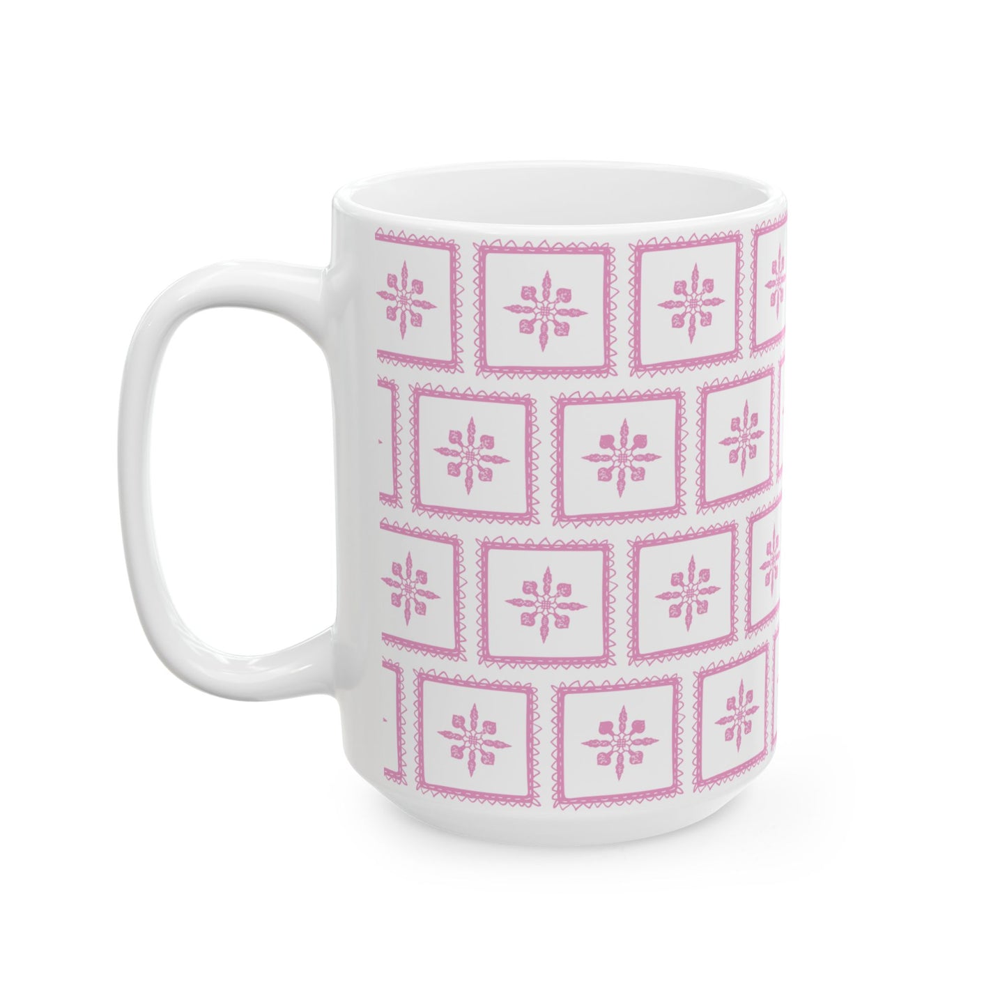 Pink Tile Pattern Ceramic Mug