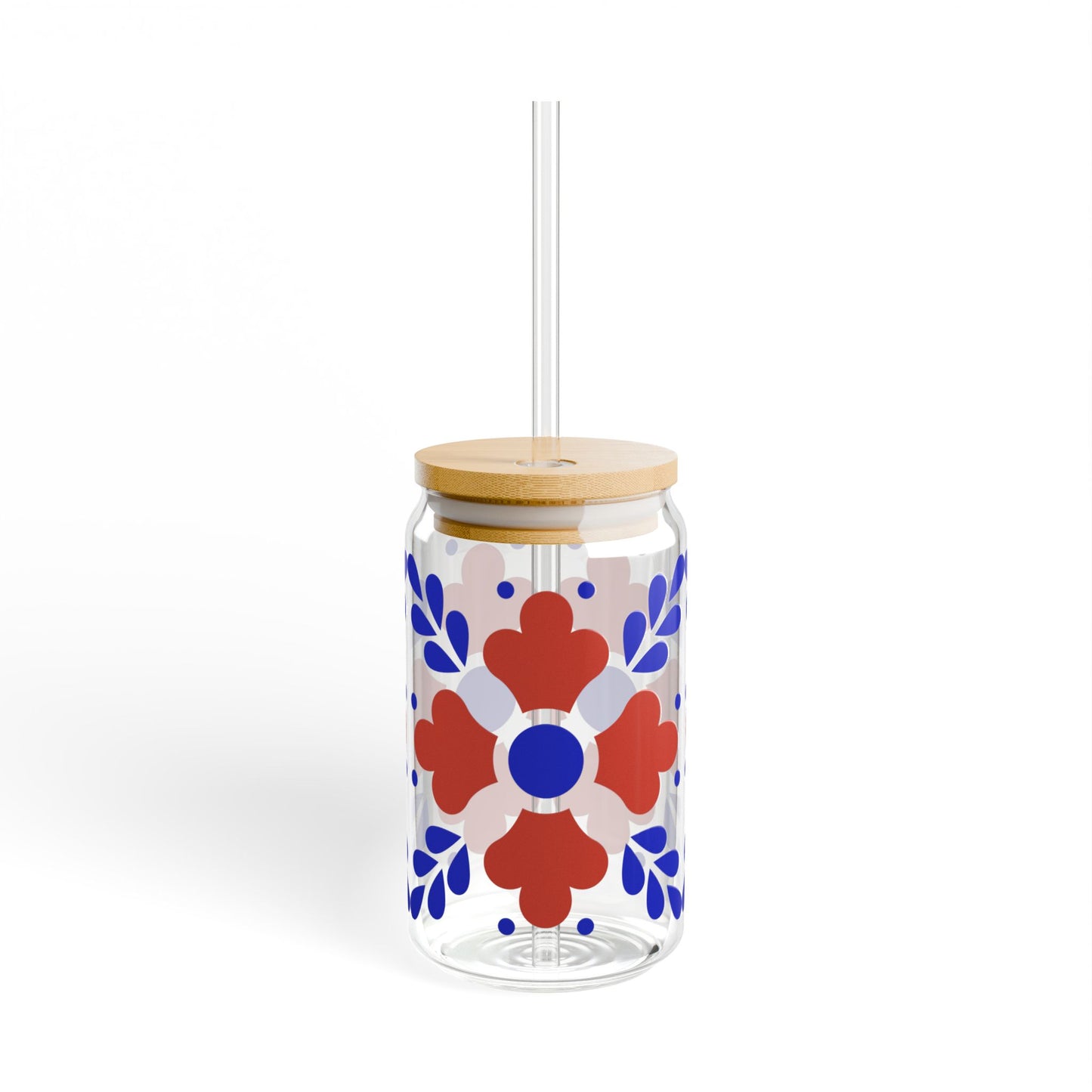 Red & Blue Folk Floral Design