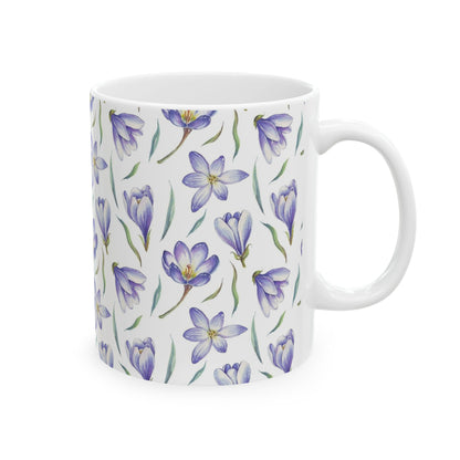 Purple Crocus Floral Mug — Ceramic Coffee Cup (11oz & 15oz)