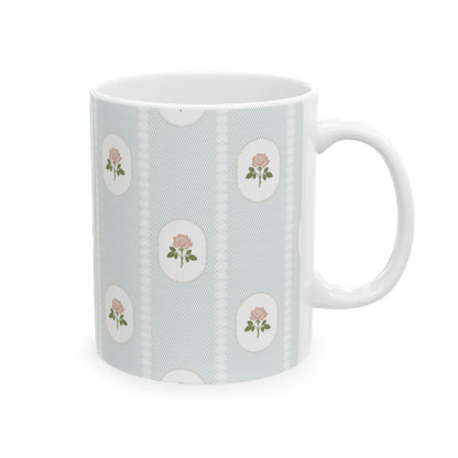 Floral Cameo Ceramic Mug — Vintage Rose Pattern (11oz & 15oz)