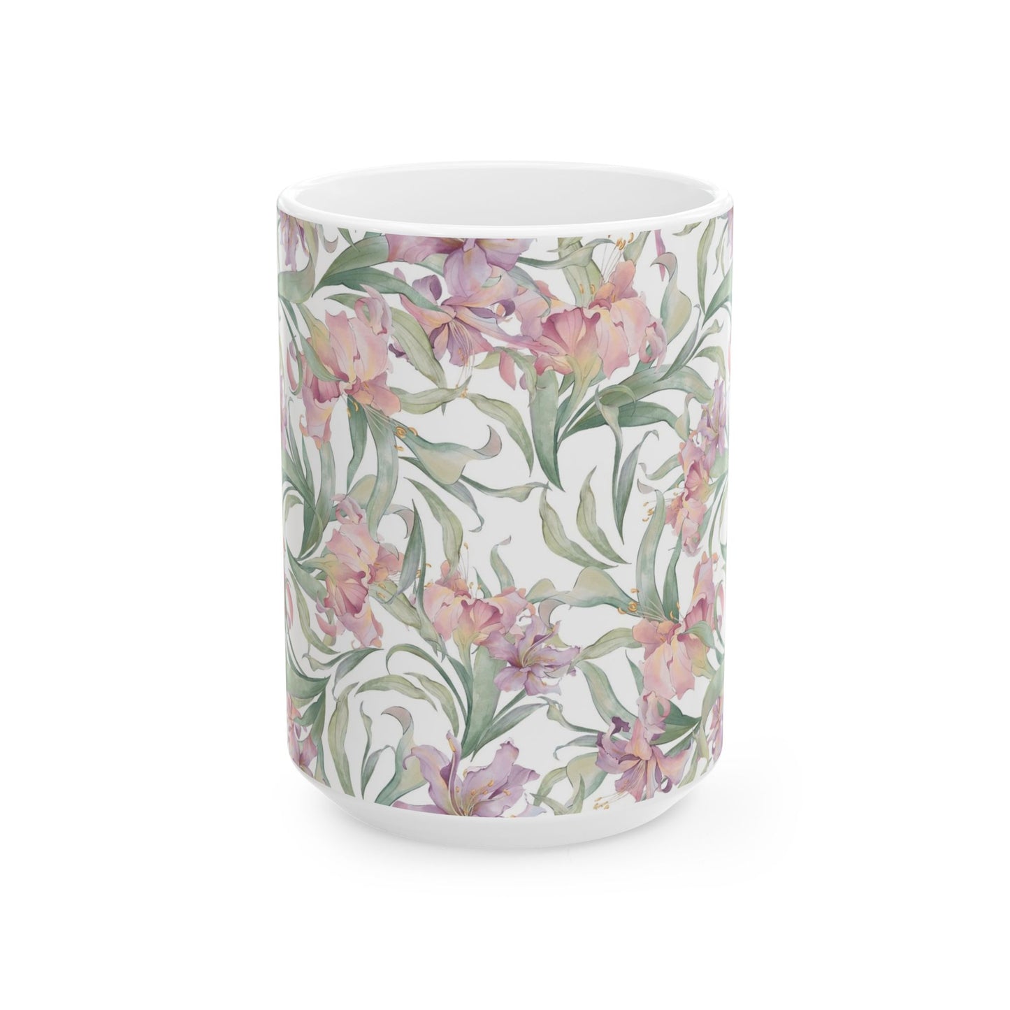 Floral Watercolor Mug — Pink Garden 11oz & 15oz Ceramic Coffee Cup