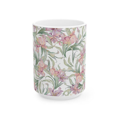 Floral Watercolor Mug — Pink Garden 11oz & 15oz Ceramic Coffee Cup