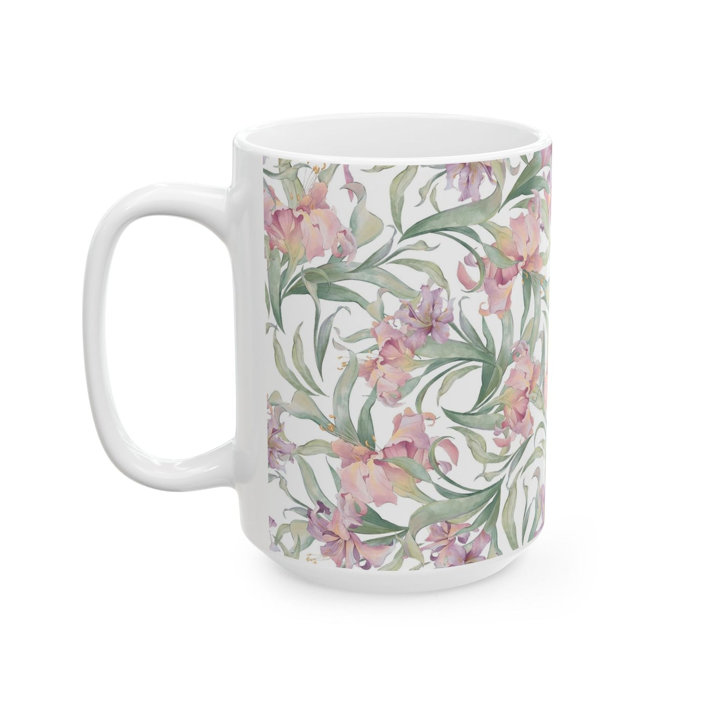 Floral Watercolor Mug — Pink Garden 11oz & 15oz Ceramic Coffee Cup