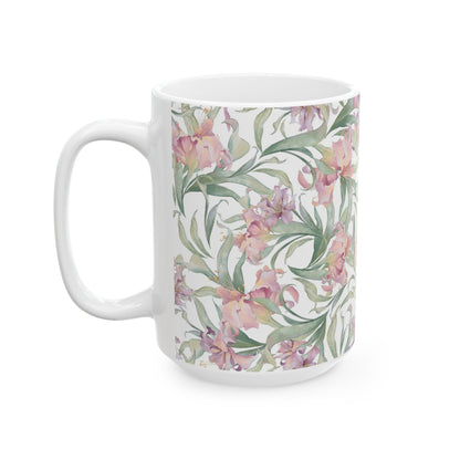 Floral Watercolor Mug — Pink Garden 11oz & 15oz Ceramic Coffee Cup