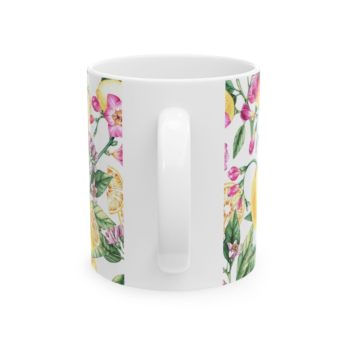 Citrus Blossom Ceramic Mug — Floral Lemon Pattern Coffee Cup (11oz & 15oz)