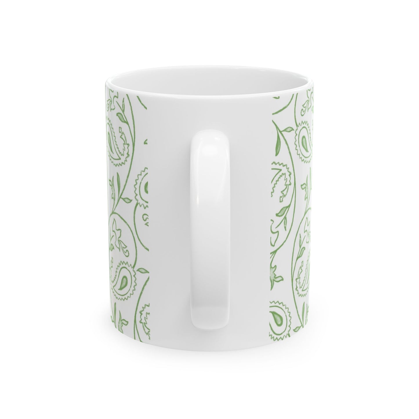 Green Paisley Pattern Ceramic Mug — 11oz & 15oz