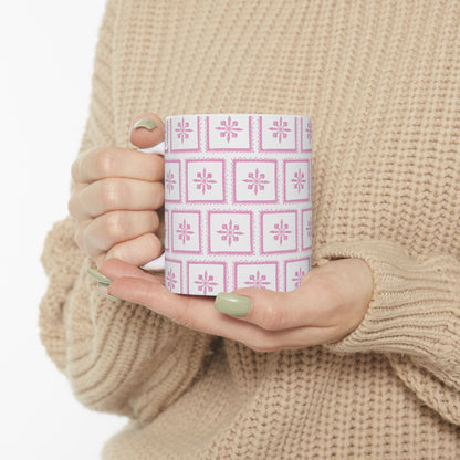 Pink Tile Pattern Ceramic Mug