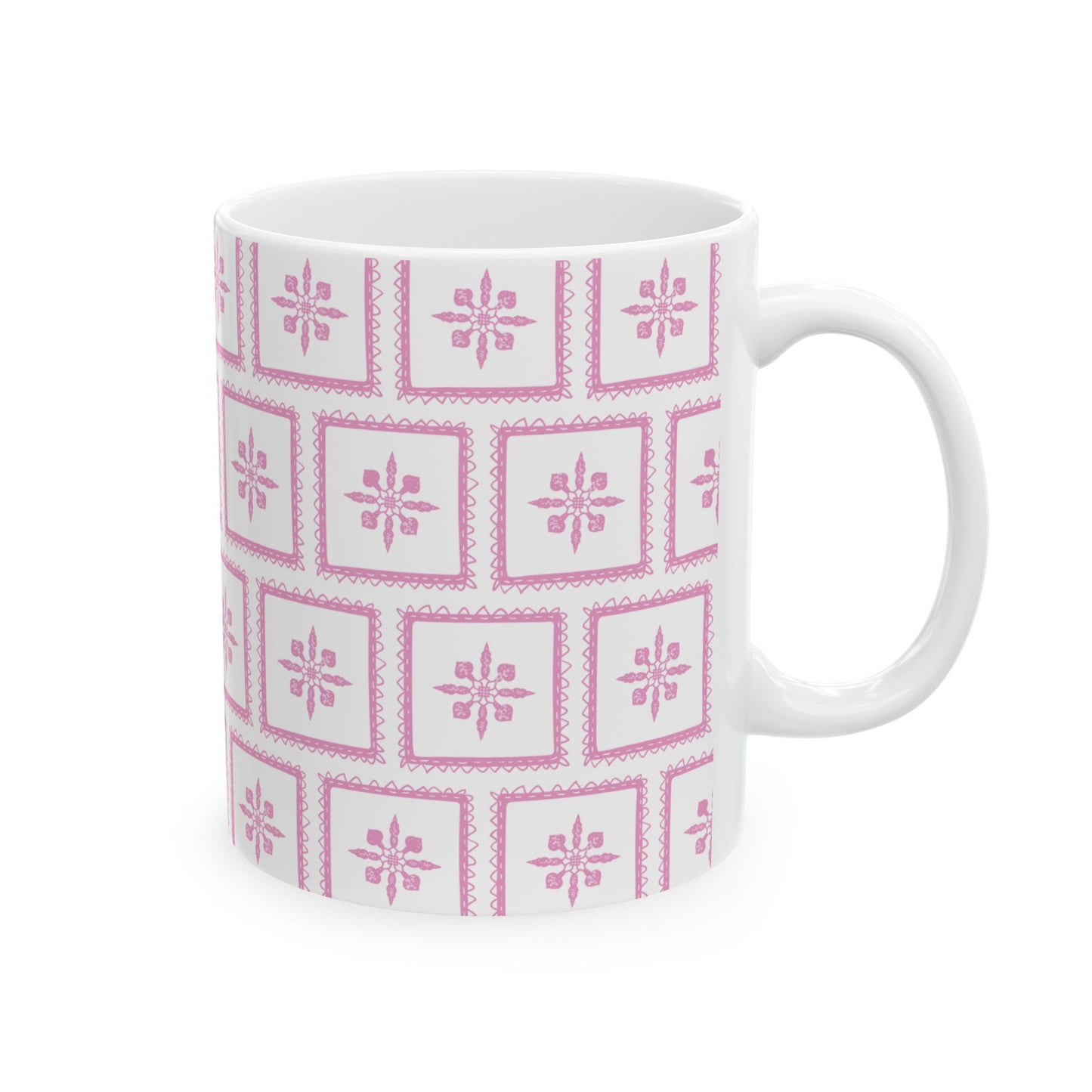 Pink Tile Pattern Ceramic Mug