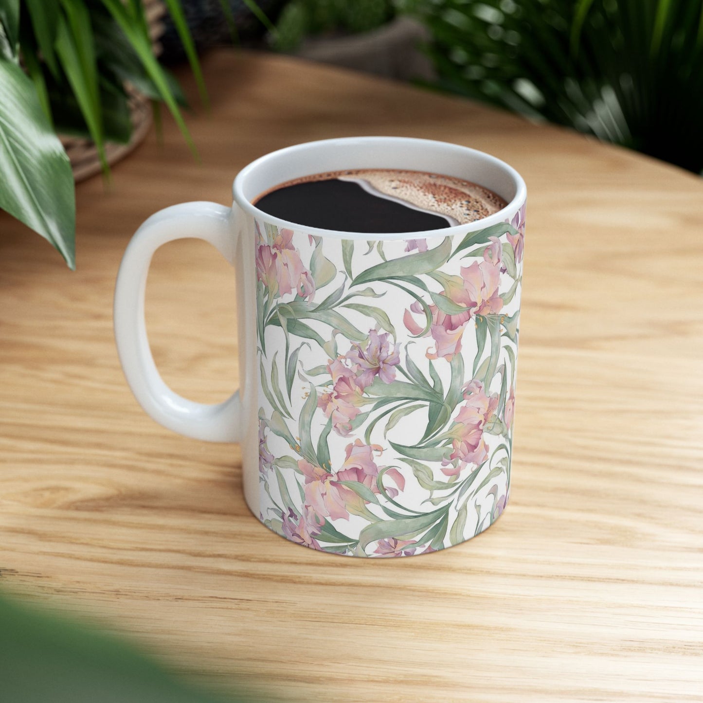 Floral Watercolor Mug — Pink Garden 11oz & 15oz Ceramic Coffee Cup