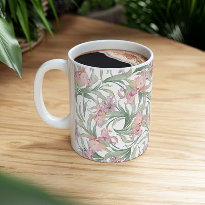 Floral Watercolor Mug — Pink Garden 11oz & 15oz Ceramic Coffee Cup