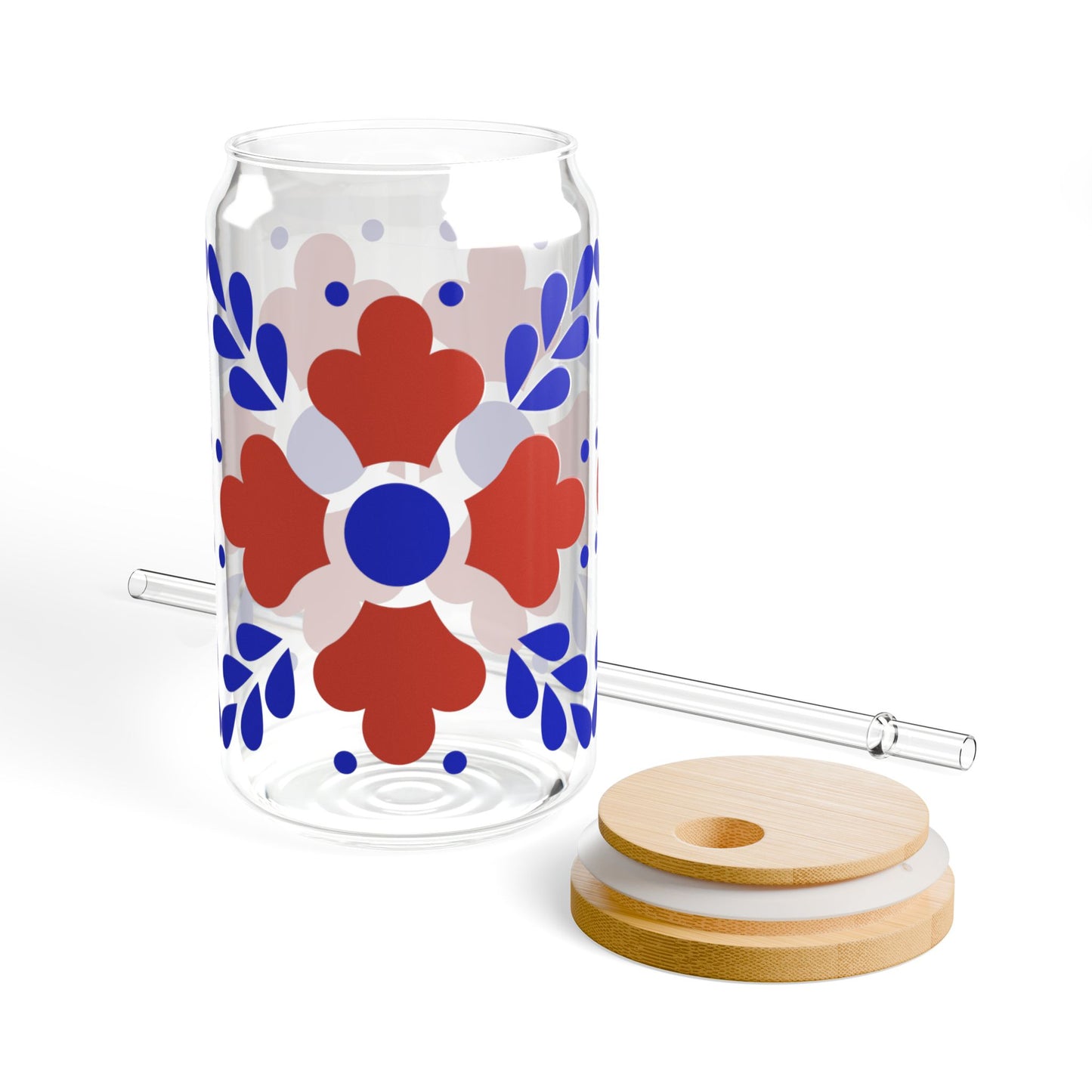 Red & Blue Folk Floral Design