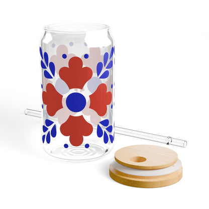Red & Blue Folk Floral Design