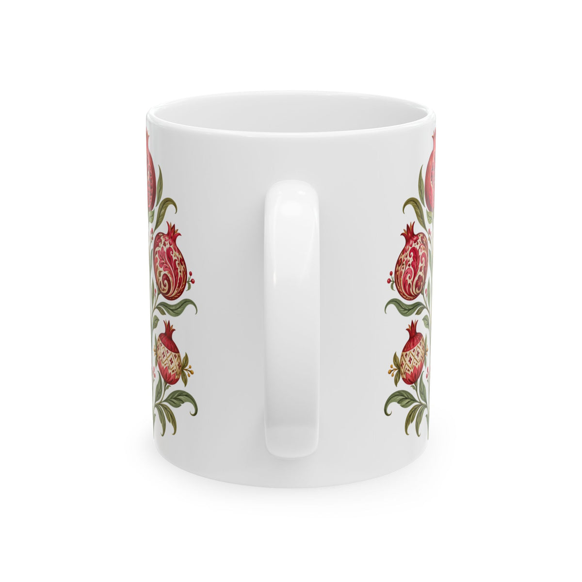 Pomegranate Botanical Ceramic Mug — Floral Vintage Kitchen Coffee Cup (11oz & 15oz)