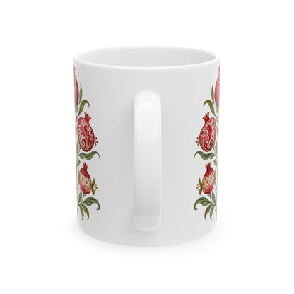 Pomegranate Botanical Ceramic Mug — Floral Vintage Kitchen Coffee Cup (11oz & 15oz)