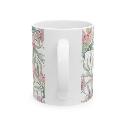 Floral Watercolor Mug — Pink Garden 11oz & 15oz Ceramic Coffee Cup