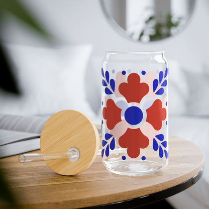 Red & Blue Folk Floral Design