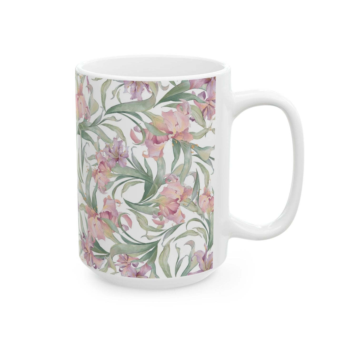 Floral Watercolor Mug — Pink Garden 11oz & 15oz Ceramic Coffee Cup