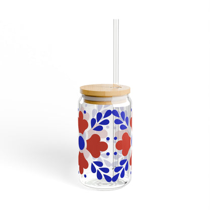 Red & Blue Folk Floral Design
