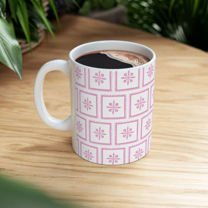 Pink Tile Pattern Ceramic Mug
