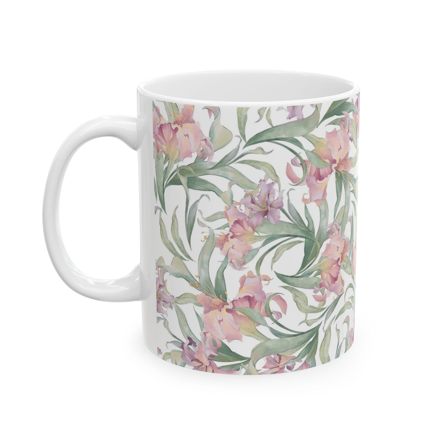 Floral Watercolor Mug — Pink Garden 11oz & 15oz Ceramic Coffee Cup