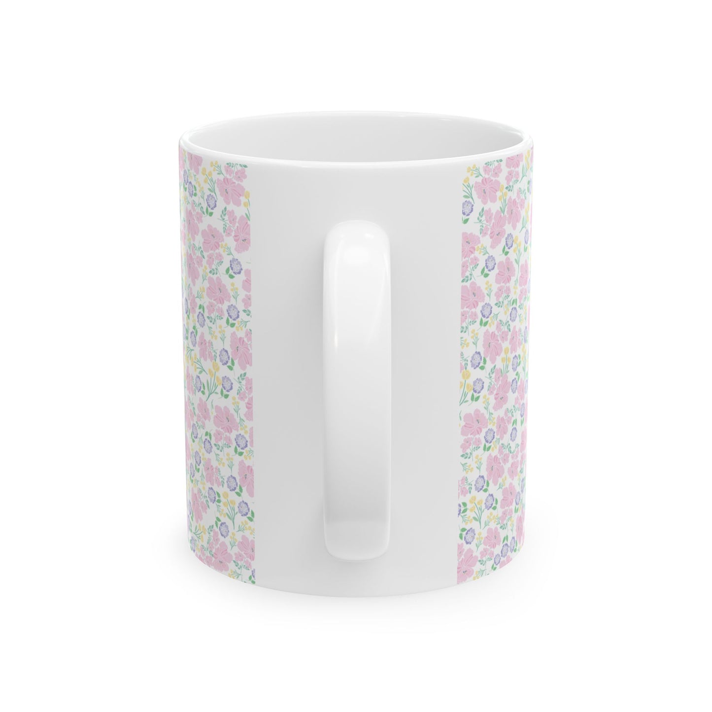 Floral Pastel Pattern Ceramic Mug — Cute Spring Flower Coffee Cup (11oz & 15oz)