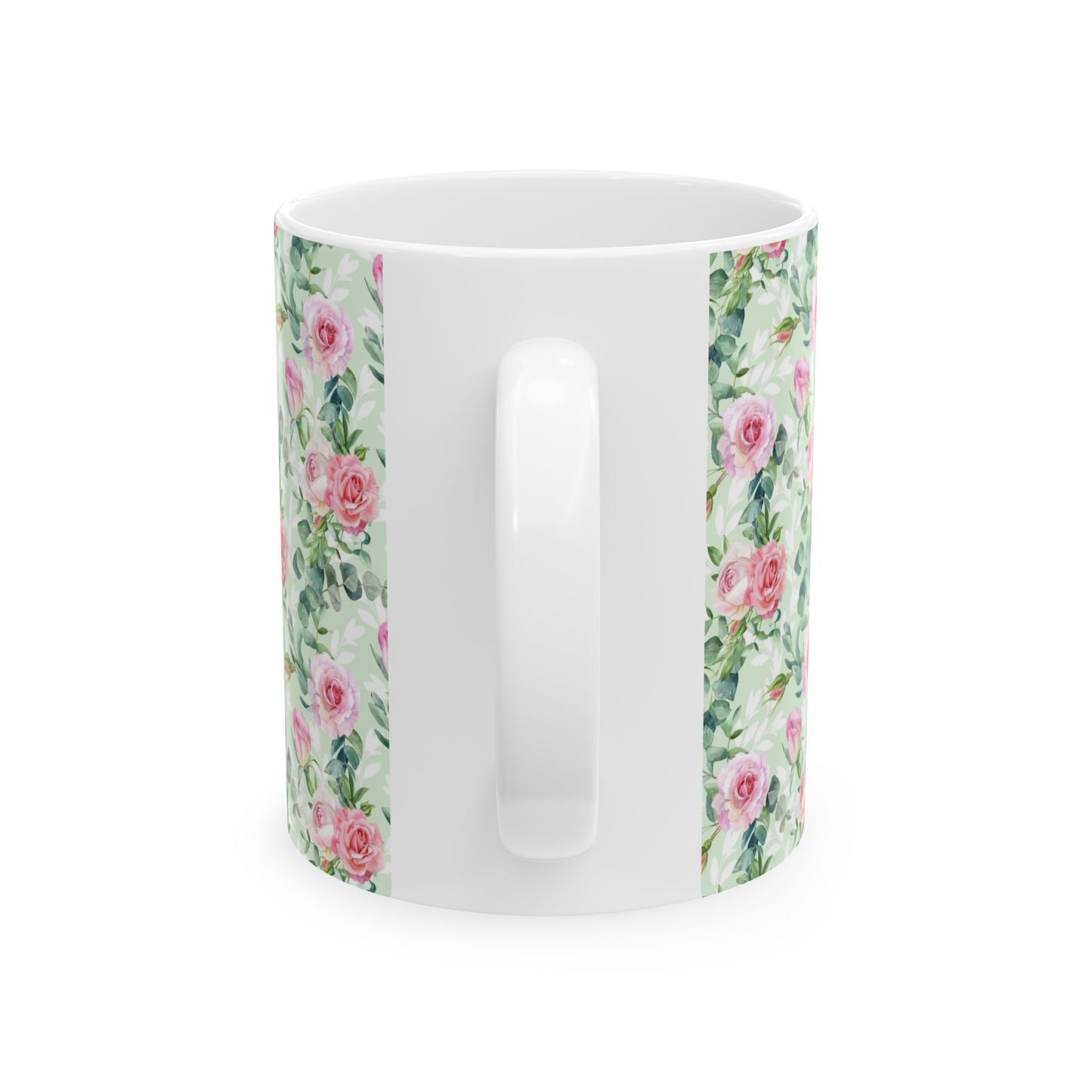 Floral Rose Watercolor Ceramic Mug — Pink Garden Pattern (11oz & 15oz)