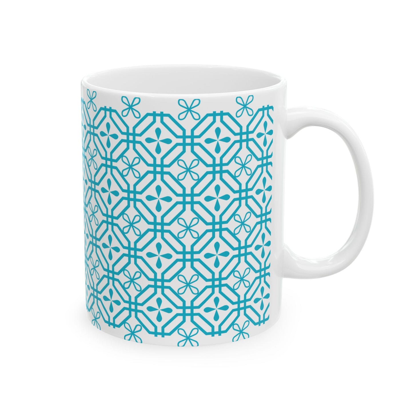 Teal Geometric Tile Ceramic Mug