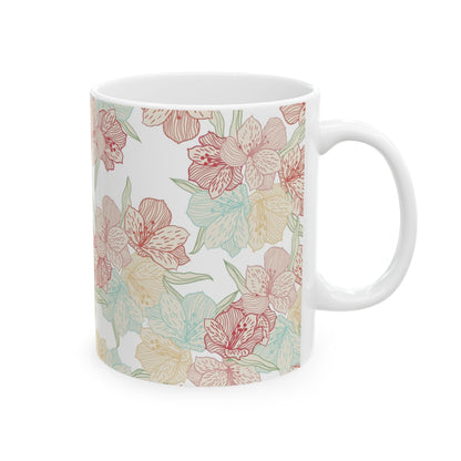 Floral Pastel Ceramic Mug (11oz & 15oz) — Soft Vintage Flower Pattern
