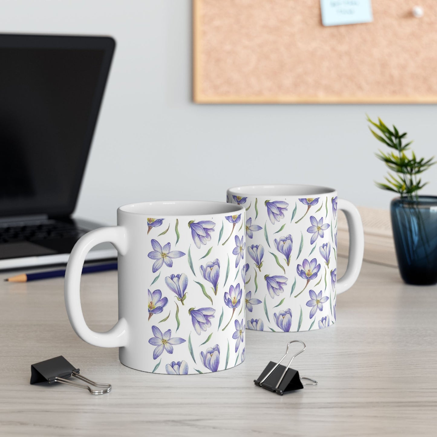 Purple Crocus Floral Mug — Ceramic Coffee Cup (11oz & 15oz)