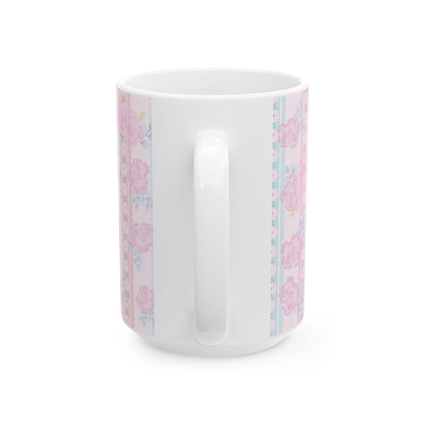 Floral Vintage Stripe Ceramic Mug (11oz, 15oz)
