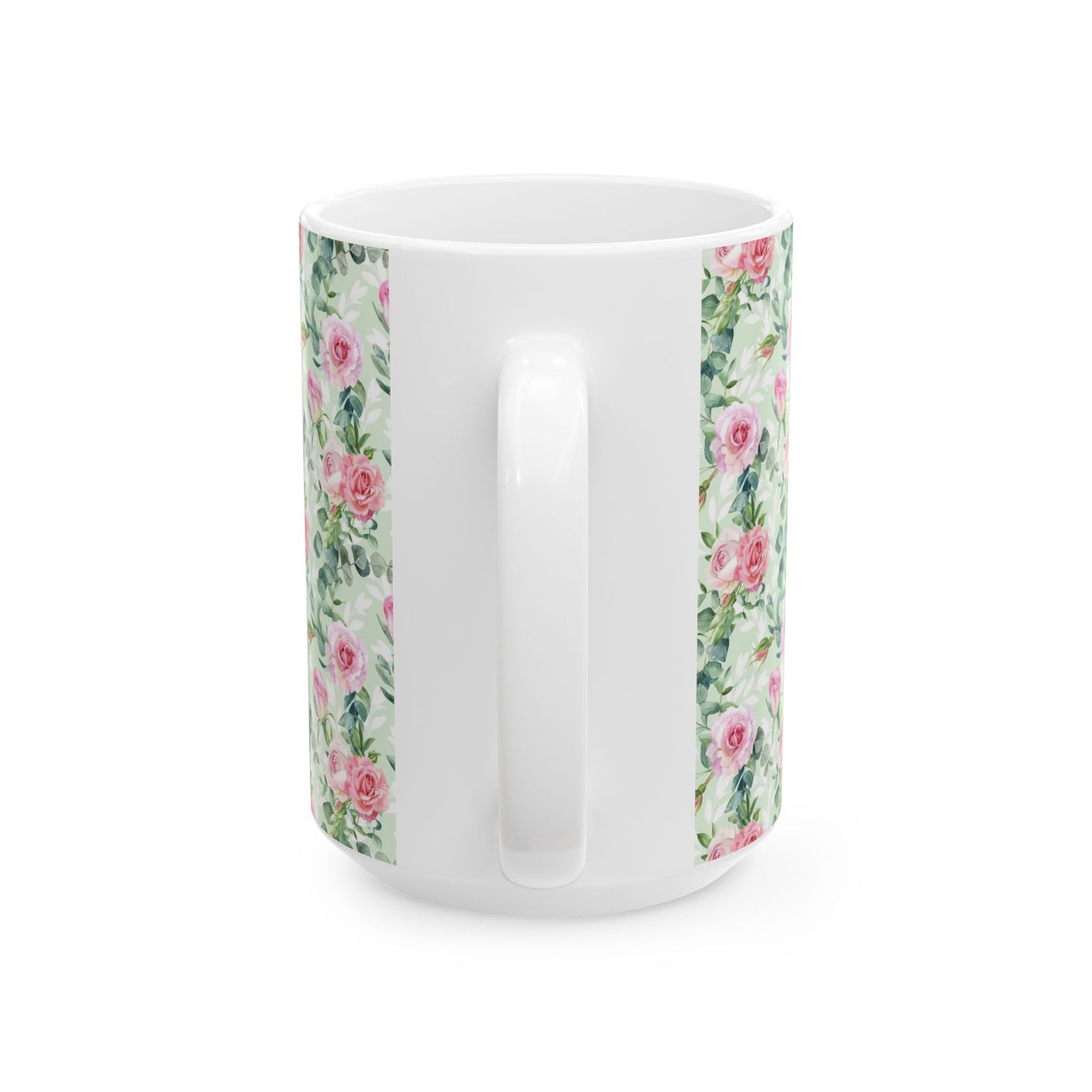 Floral Rose Watercolor Ceramic Mug — Pink Garden Pattern (11oz & 15oz)