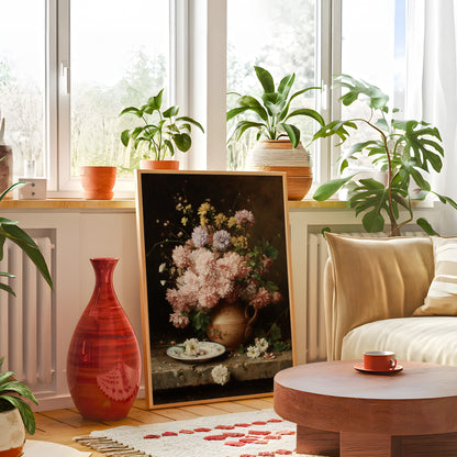 Vintage Pink Chrysanthemum Still Life Vase (Digital Download)
