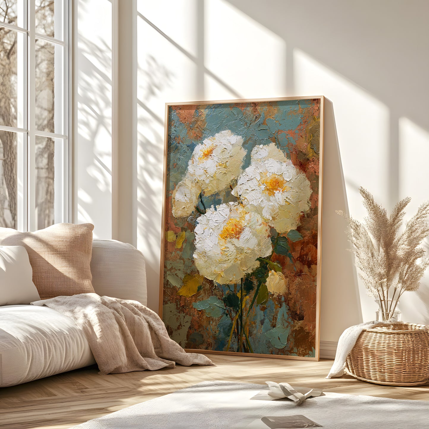 Vintage White Peony Impressionist Floral Art (Digital Download)