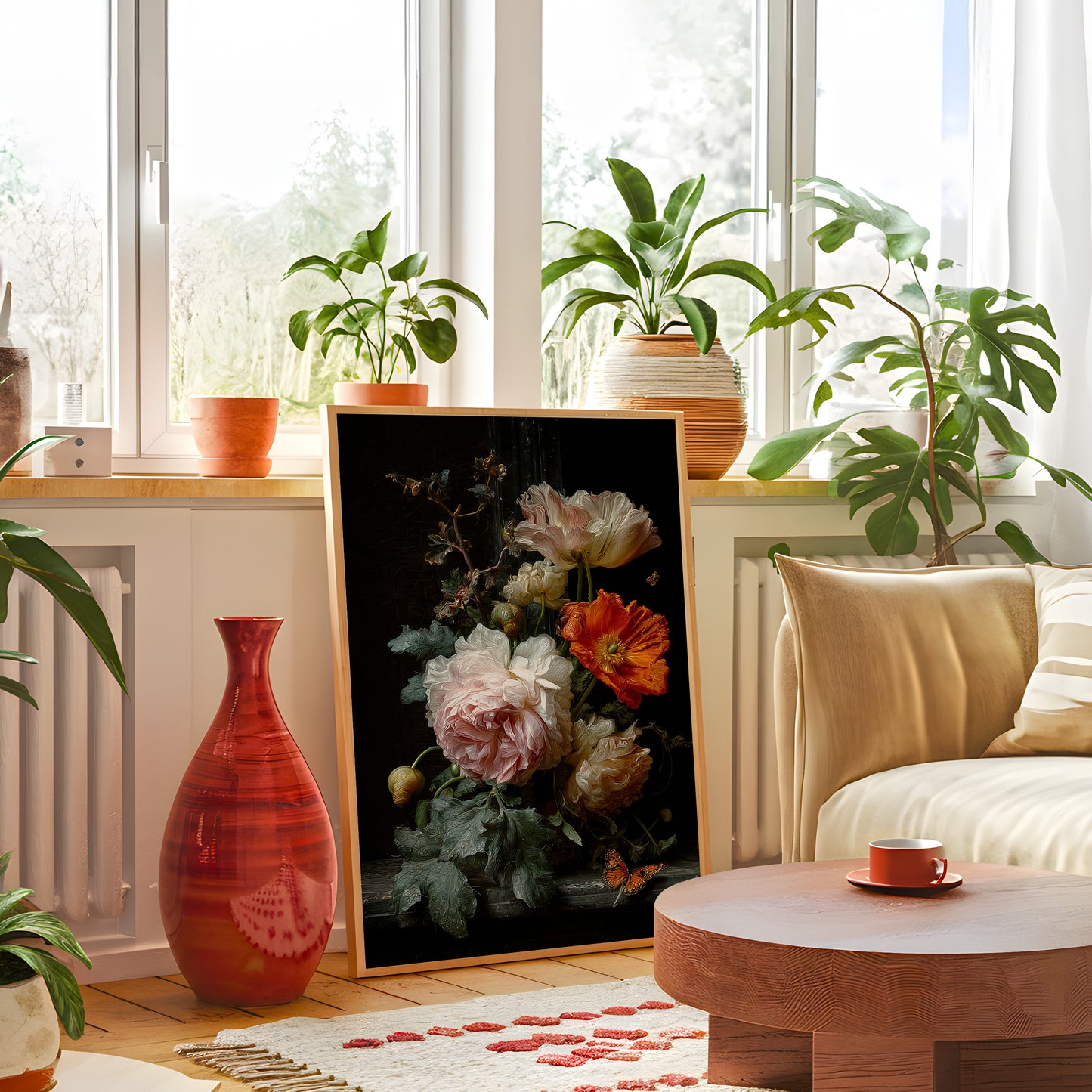 Vintage Peony and Poppy Floral Still Life (Digital Download)