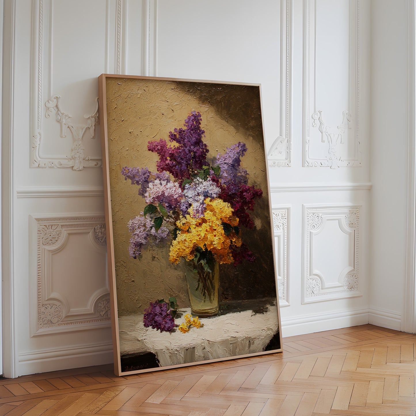 Vintage Lilac and Yellow Flower Still Life (Digital Download)