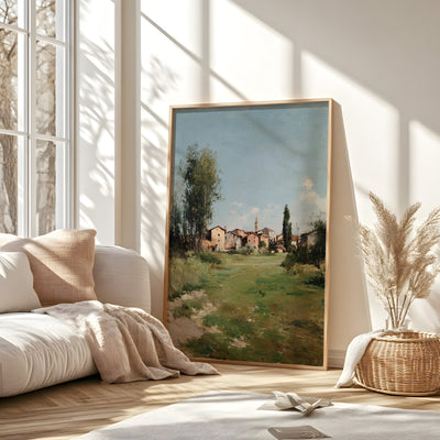 Sunlit Countryside Village Print
