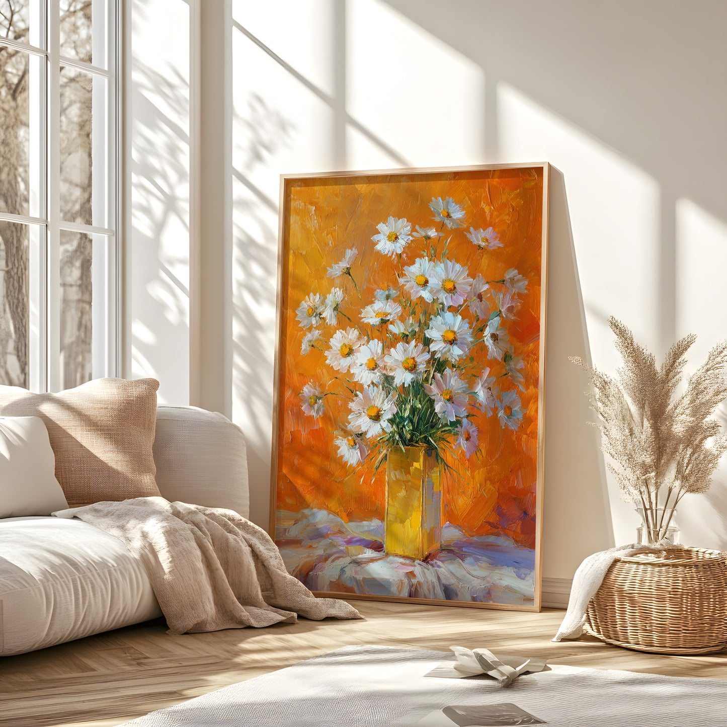 Vintage White Daisy Bouquet in Yellow Vase (Digital Download)